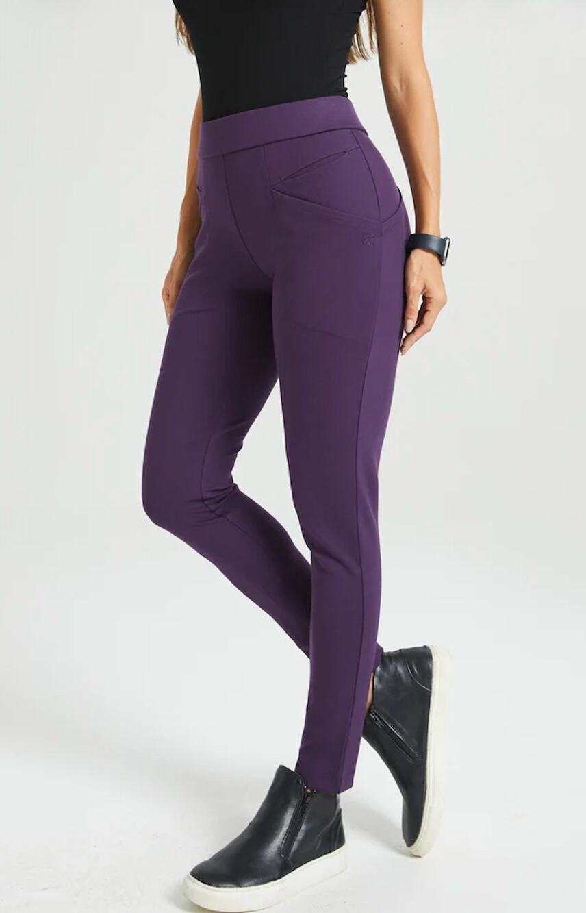 Betabrand Womens S Purple Journey DPYP Dress Pant Yoga Pants Travel Stretch